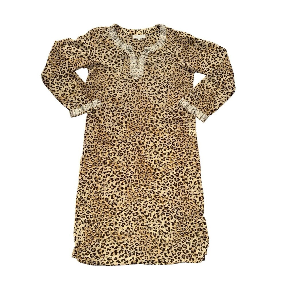 Elizabeth Hurley 100% Silk Beach Sheer Leopard Beaded Tunic Dress Cover Up - Picture 2 of 10
